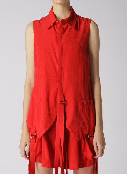 SOFT BROAD COTTON HANGING STRAP COLLAR VEST