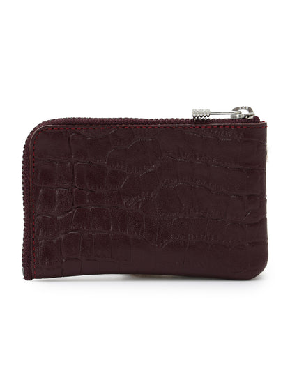 CROCO EMBOSSED LEATHER + HAIRCALF  W SMALL WALLET