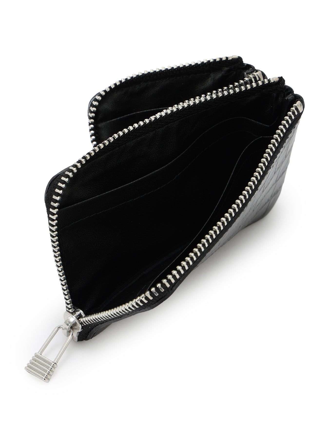CROCO EMBOSSED LEATHER + HAIRCALF  W SMALL WALLET