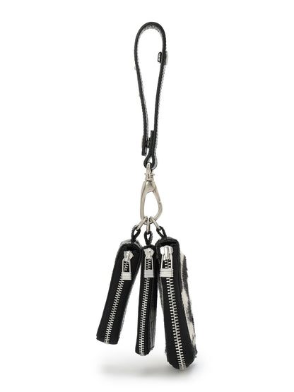 CROCO EMBOSSED LEATHER + HAIRCALF  3LAYERS POUCH