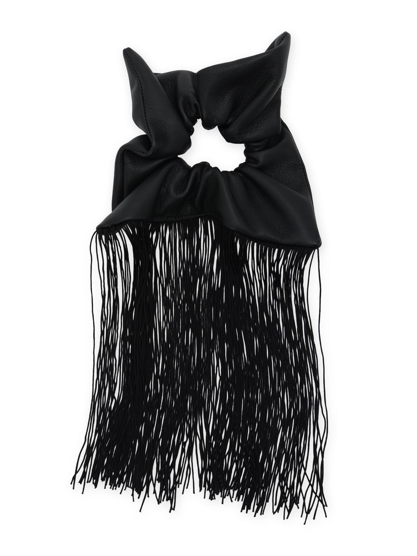 MOIST TANNED KIP LEATHER FRINGE SCRUNCHIE