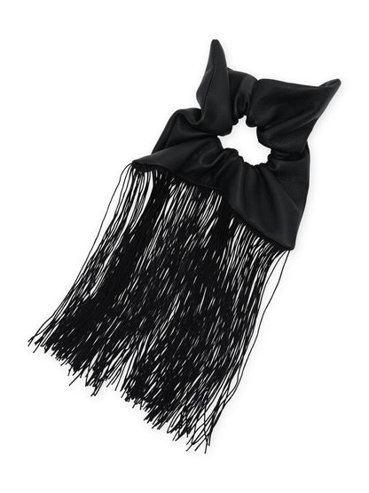 MOIST TANNED KIP LEATHER FRINGE SCRUNCHIE