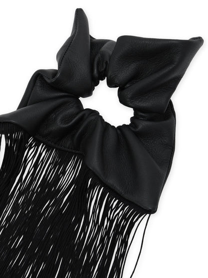 MOIST TANNED KIP LEATHER FRINGE SCRUNCHIE