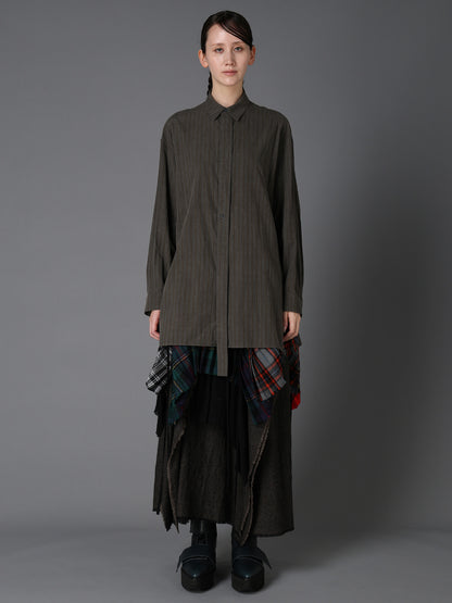 INK DYED STRIPE FRONT TAPE DETAIL BLOUSE