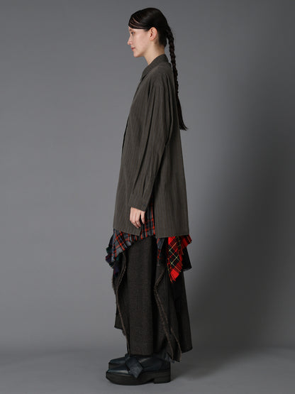INK DYED STRIPE FRONT TAPE DETAIL BLOUSE