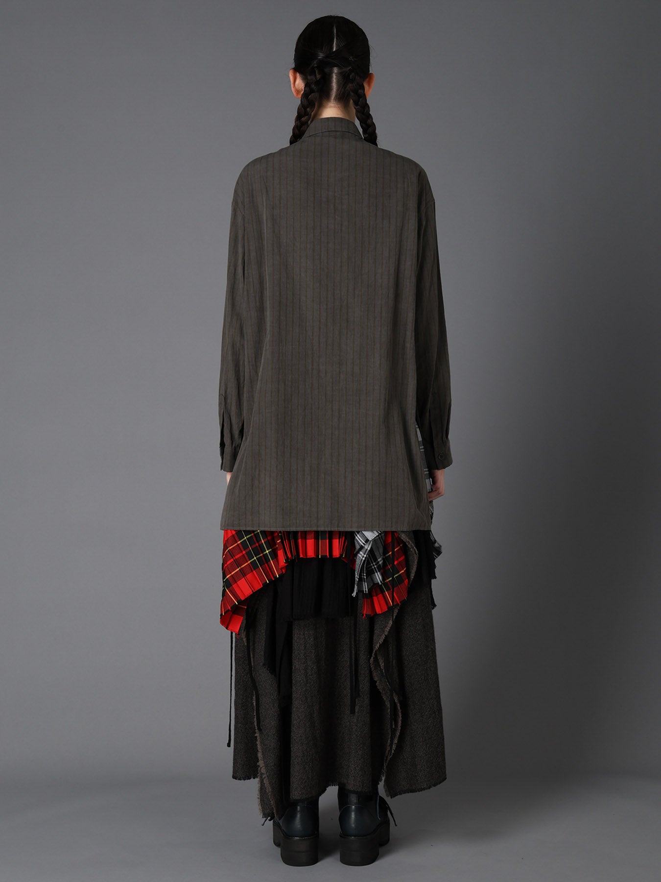 INK DYED STRIPE FRONT TAPE DETAIL BLOUSE