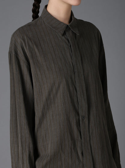 INK DYED STRIPE FRONT TAPE DETAIL BLOUSE