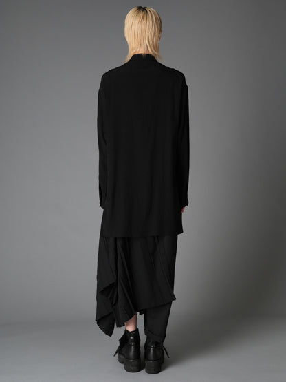 WRINKLED PLAIN WEAVE  FRONT TAPE DETAIL BLOUSE