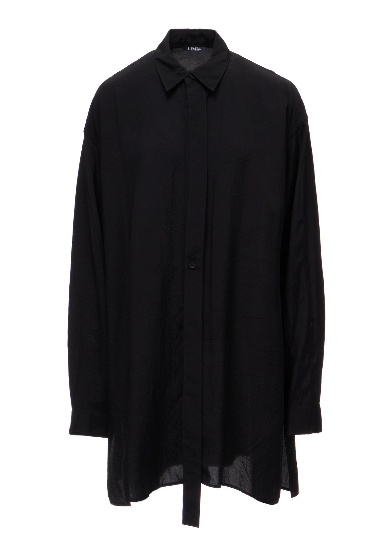 WRINKLED PLAIN WEAVE  FRONT TAPE DETAIL BLOUSE
