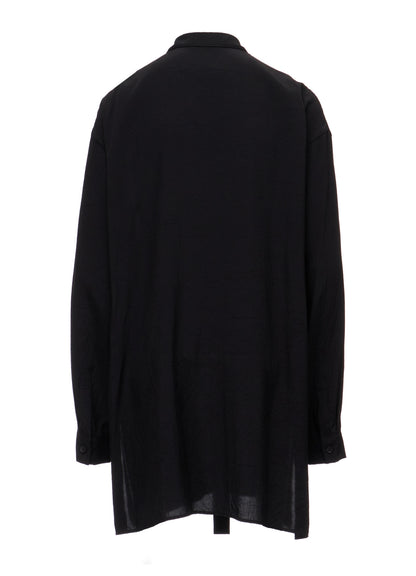WRINKLED PLAIN WEAVE  FRONT TAPE DETAIL BLOUSE