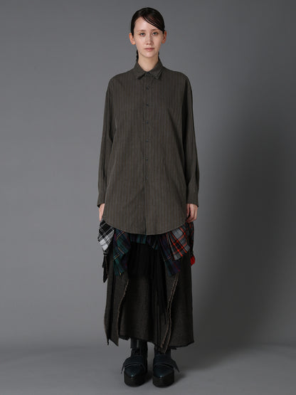 INK DYED STRIPE DOUBLE COLLAR SHIRT