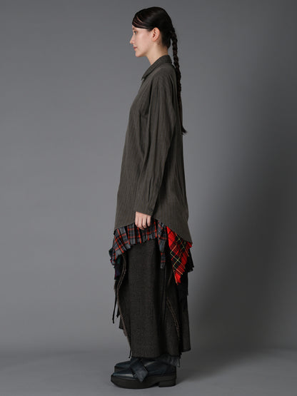 INK DYED STRIPE DOUBLE COLLAR SHIRT