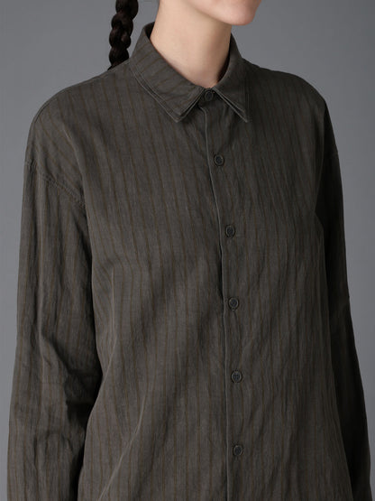 INK DYED STRIPE DOUBLE COLLAR SHIRT