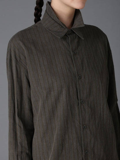 INK DYED STRIPE DOUBLE COLLAR SHIRT
