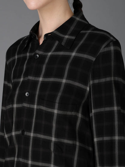 RAYON PLAID CHEST POCKET SHIRT