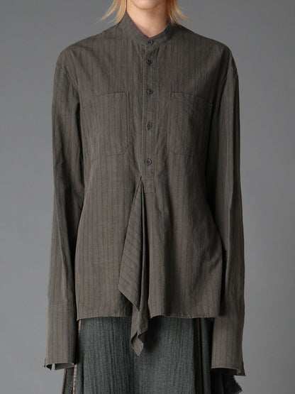 INK DYED STRIPE STAND COLLAR BLOUSE
