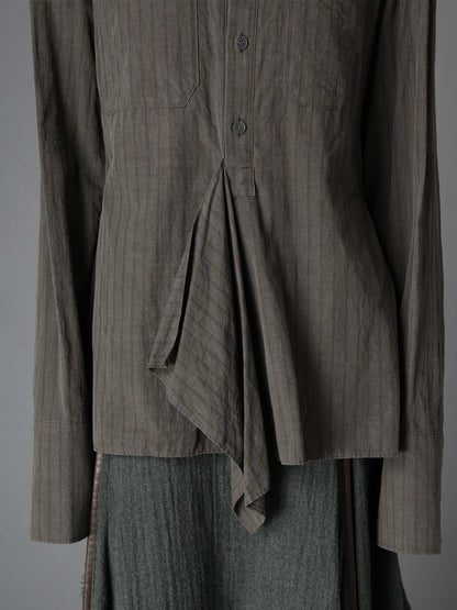 INK DYED STRIPE STAND COLLAR BLOUSE