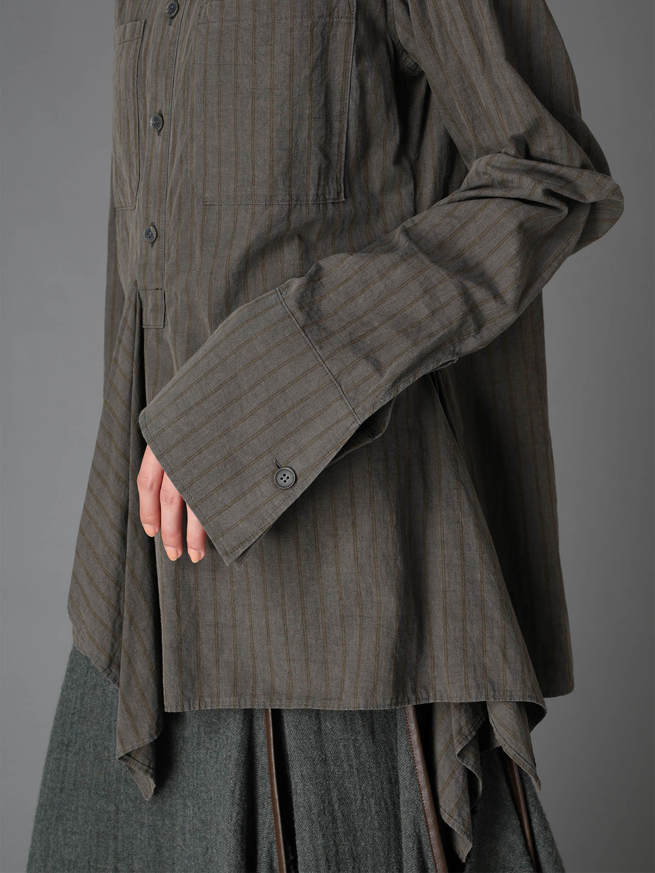 INK DYED STRIPE STAND COLLAR BLOUSE – THE SHOP YOHJI YAMAMOTO