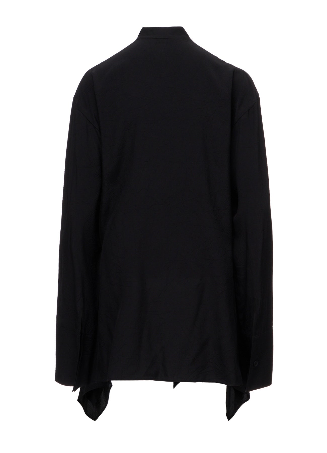 WRINKLED PLAIN WEAVE  STAND COLLAR BLOUSE