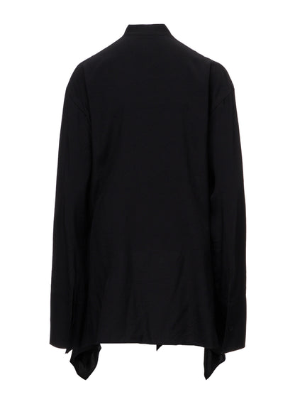 WRINKLED PLAIN WEAVE  STAND COLLAR BLOUSE