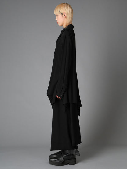 WRINKLED PLAIN WEAVE  FLARED PANEL BLOUSE