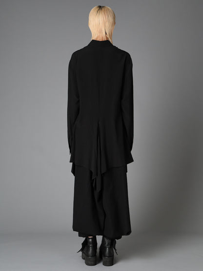 WRINKLED PLAIN WEAVE  FLARED PANEL BLOUSE