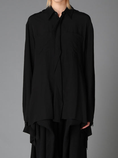 WRINKLED PLAIN WEAVE  FLARED PANEL BLOUSE