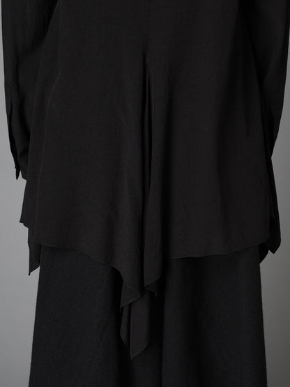 WRINKLED PLAIN WEAVE  FLARED PANEL BLOUSE