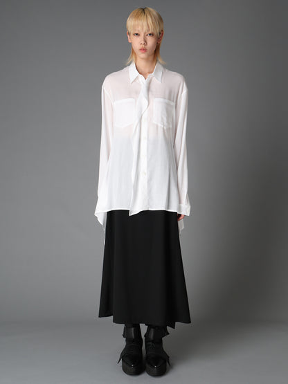 SOFT LAWN  FLARED PANEL BLOUSE