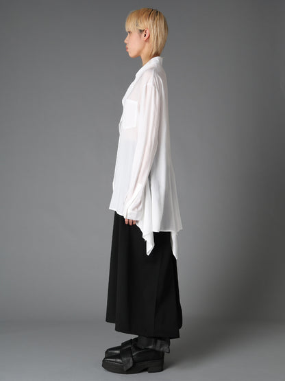 SOFT LAWN  FLARED PANEL BLOUSE