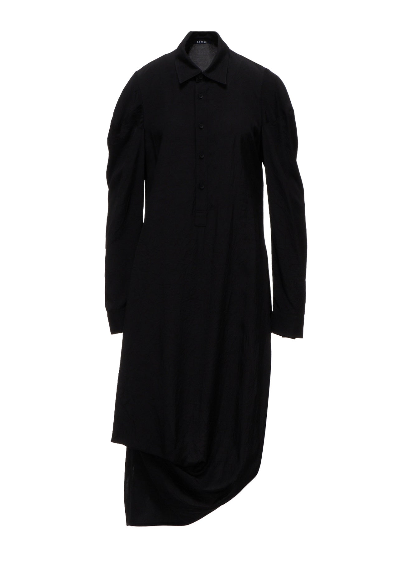 WRINKLED PLAIN WEAVE  DRAPED HEM BLOUSE
