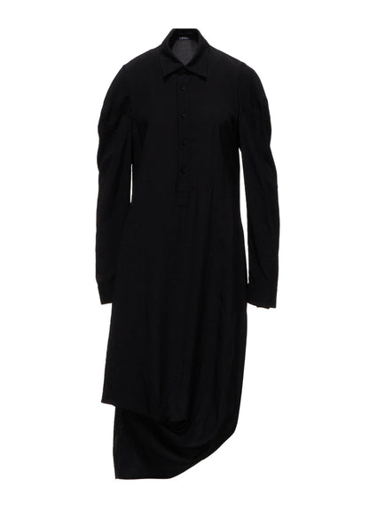 WRINKLED PLAIN WEAVE  DRAPED HEM BLOUSE
