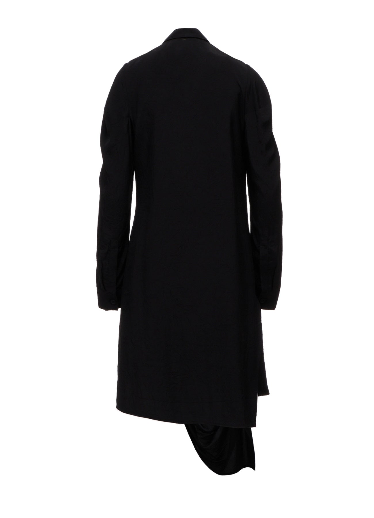 WRINKLED PLAIN WEAVE  DRAPED HEM BLOUSE