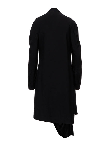 WRINKLED PLAIN WEAVE  DRAPED HEM BLOUSE