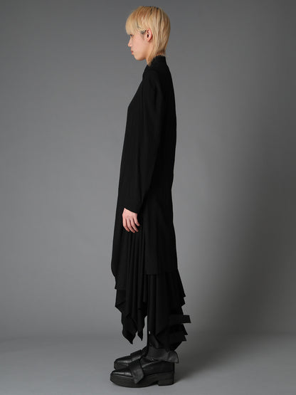 WRINKLED PLAIN WEAVE  DRAPED HEM BLOUSE