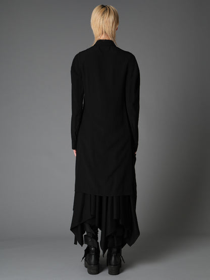 WRINKLED PLAIN WEAVE  DRAPED HEM BLOUSE