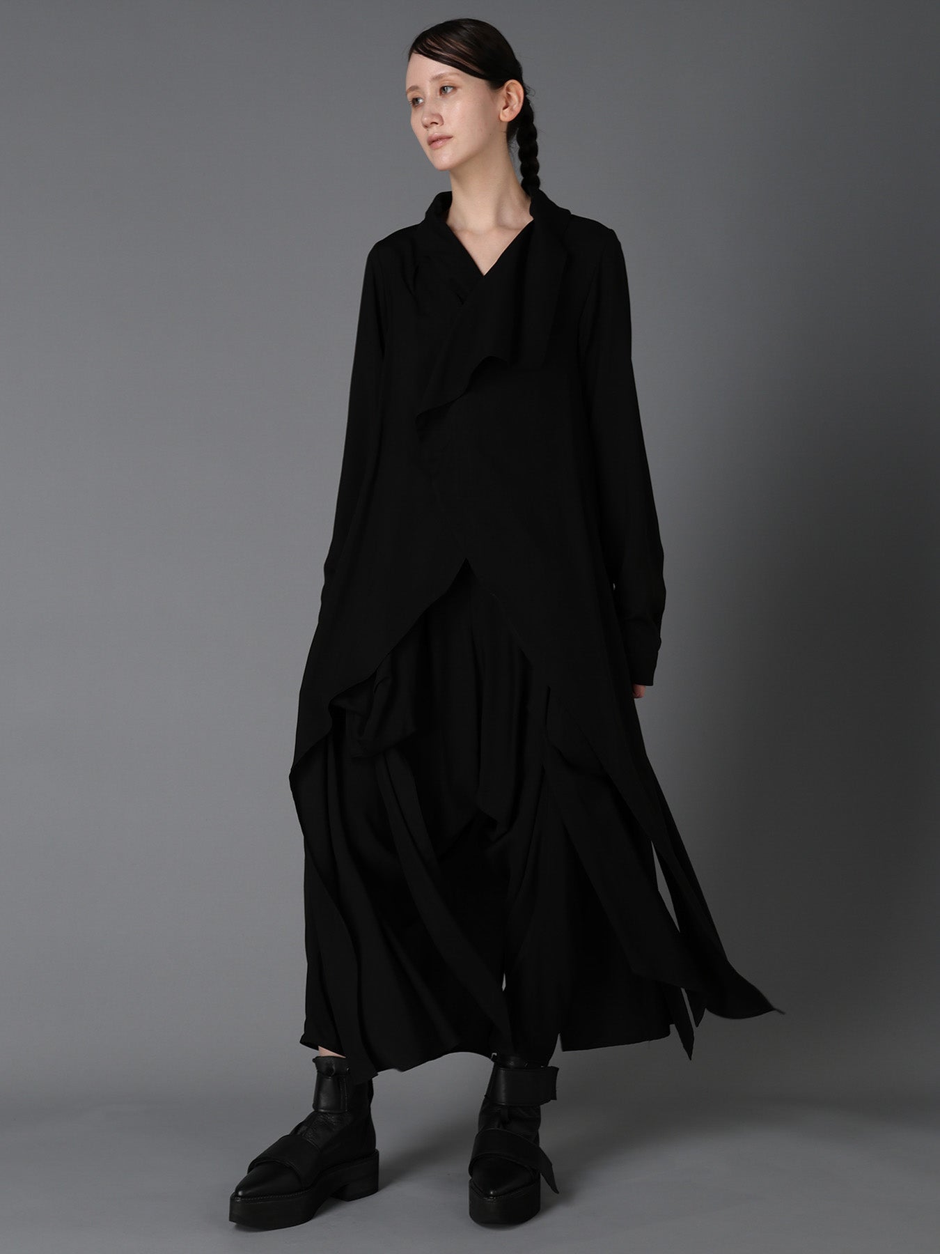 HIGH TWIST GABARDINE LONG DRAPED BLOUSE – THE SHOP YOHJI YAMAMOTO