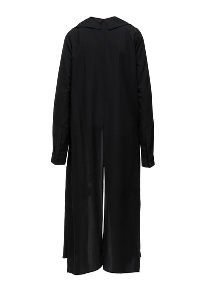 HIGH TWIST GABARDINE LONG DRAPED BLOUSE