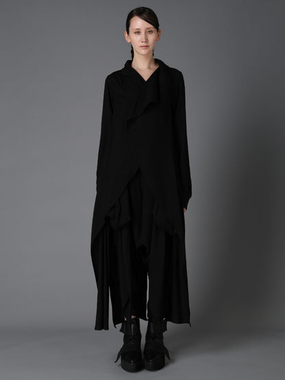 HIGH TWIST GABARDINE LONG DRAPED BLOUSE