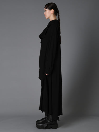 HIGH TWIST GABARDINE LONG DRAPED BLOUSE