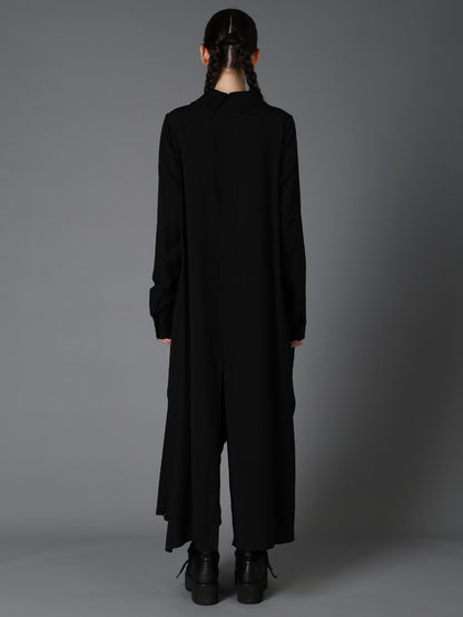HIGH TWIST GABARDINE LONG DRAPED BLOUSE