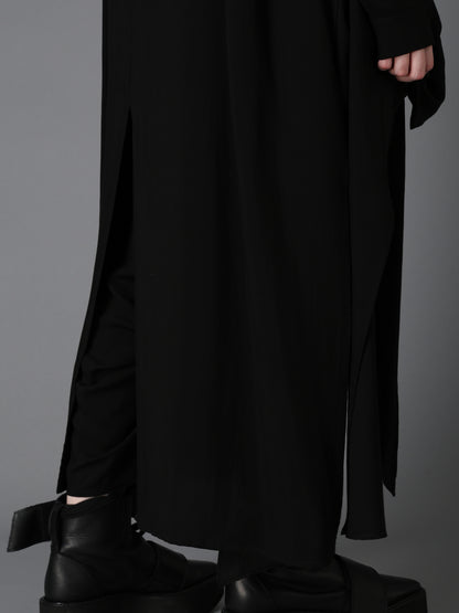 HIGH TWIST GABARDINE LONG DRAPED BLOUSE