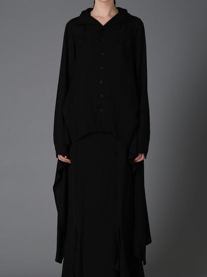 HIGH TWIST GABARDINE B LONG BLOUSE