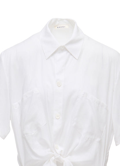 SOFT LAWN FRONT SPLIT LONG SHIRT