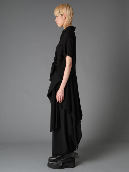 SOFT LAWN FRONT SPLIT LONG SHIRT
