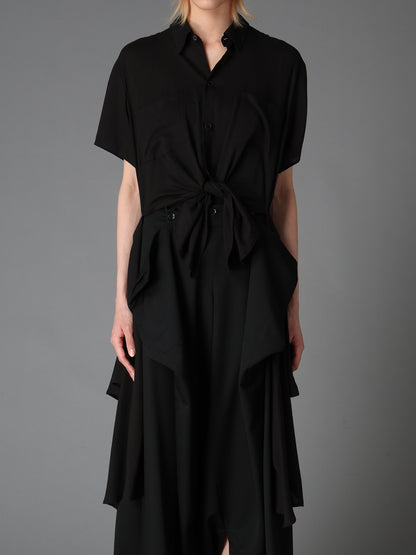 SOFT LAWN FRONT SPLIT LONG SHIRT