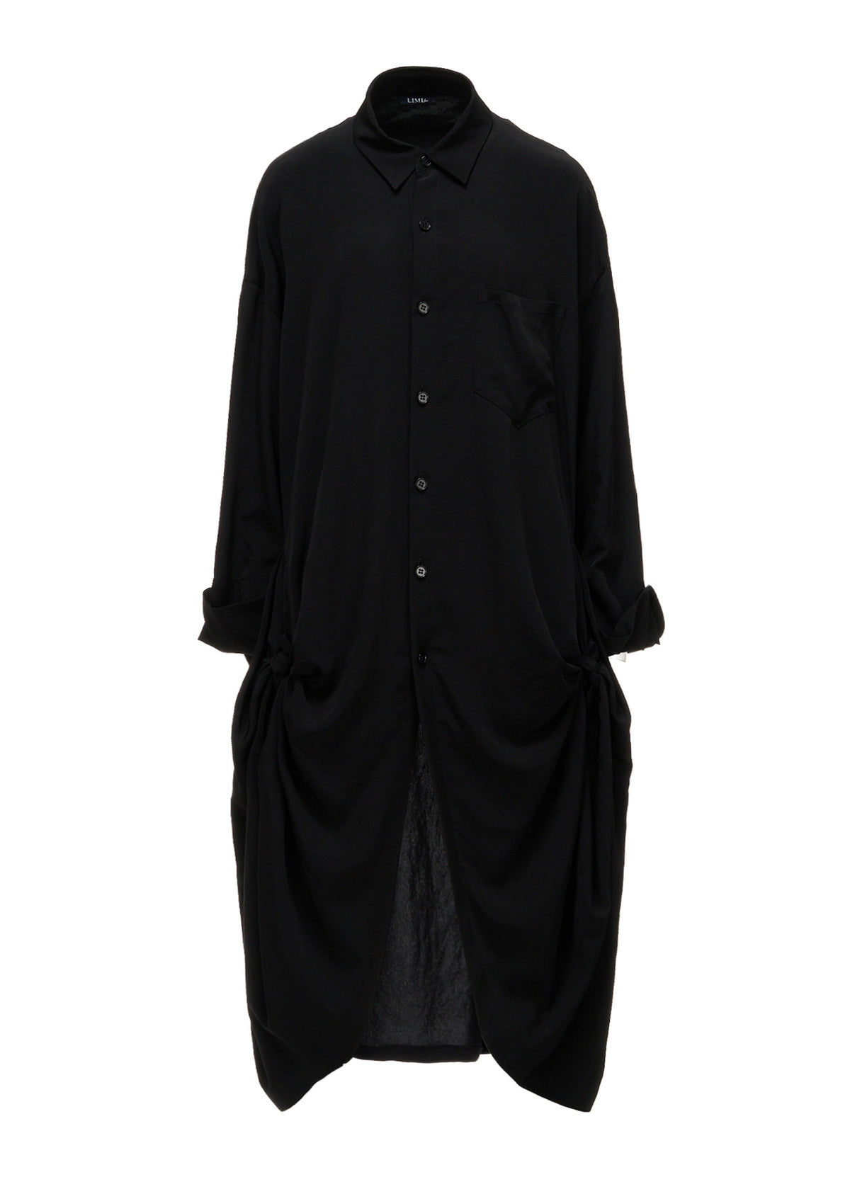 TA/PE CREPE DE CHINE SIDE-TIE LONG BLOUSE