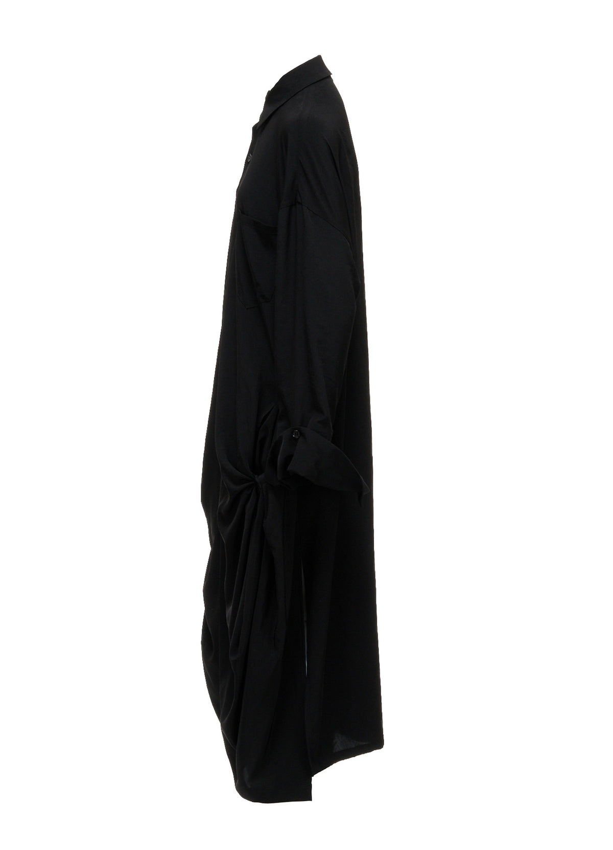 TA/PE CREPE DE CHINE SIDE-TIE LONG BLOUSE
