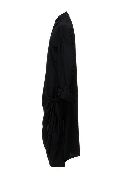TA/PE CREPE DE CHINE SIDE-TIE LONG BLOUSE