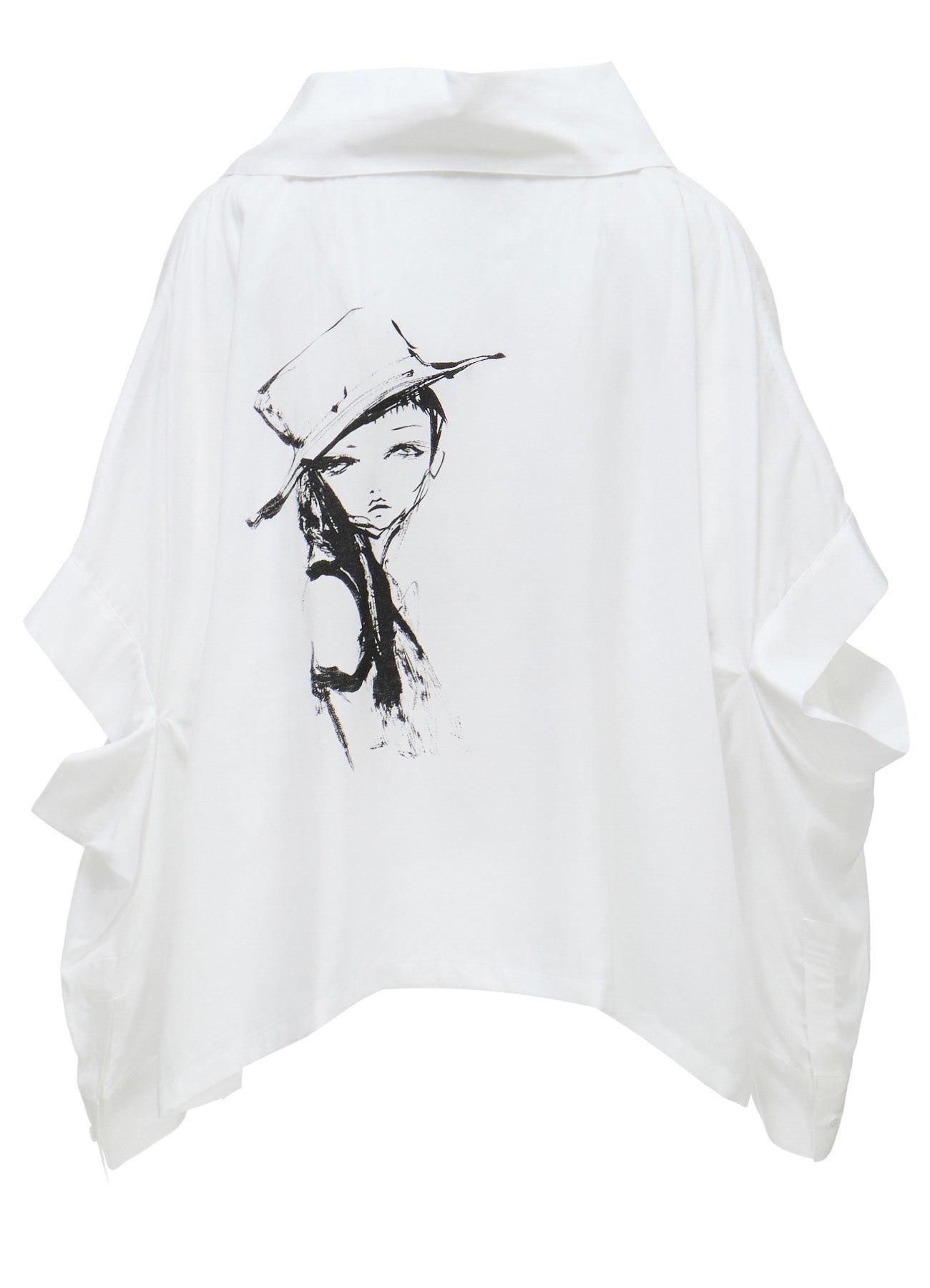 ERI PRINT SOFT LAWN ELBOW SLIT SHIRT